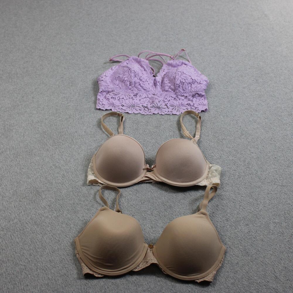 Natori Chantelle PINK Bras Women 32C Medium Beige Purple T-Shirt Lace Lot X 3